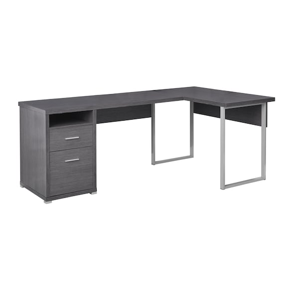 Computer Desk, Home Office, Corner, Storage Drawers, 80"L, L Shape, Work, Laptop, Metal, Grey